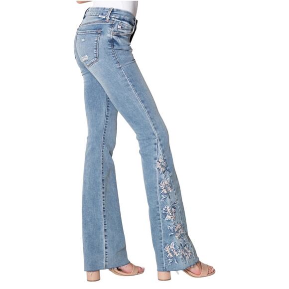 Dear John Sloane Embroidered Bootcut Jeans 27 Floral Embroidered Arbor Mid Rise - Picture 2 of 11